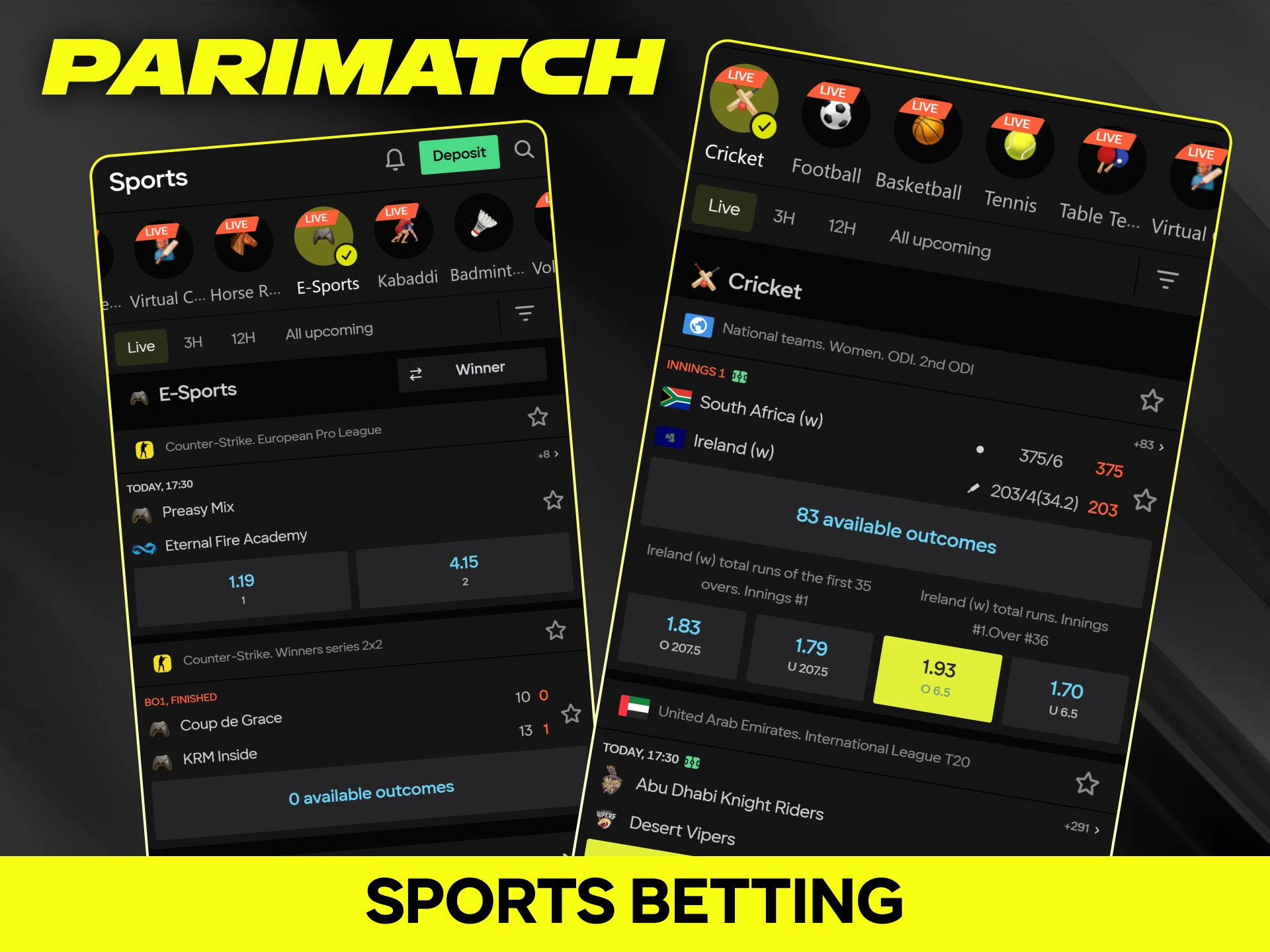 Place sports bets easily using the official Parimatch mobile platform.