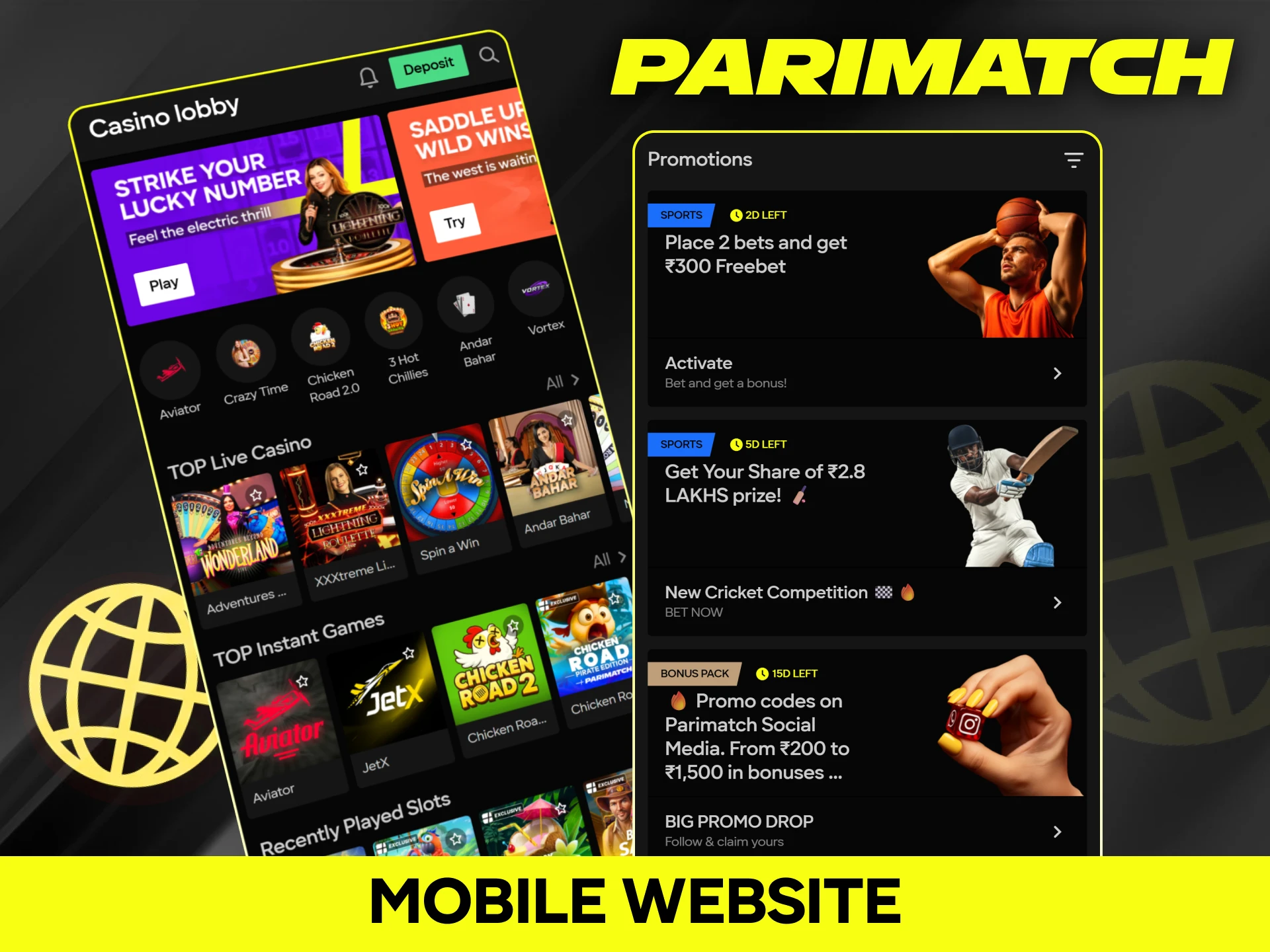 Place sports bets easily using the official Parimatch mobile platform. Mobile Website Use the official Parimatch mobile website to place bets anywhere.