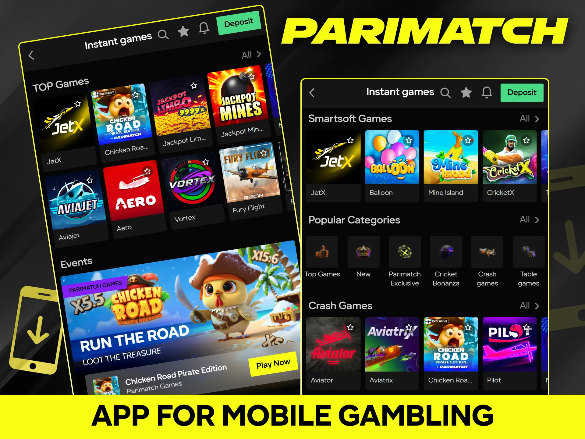Follow simple steps to play instant casino games on Parimatch.