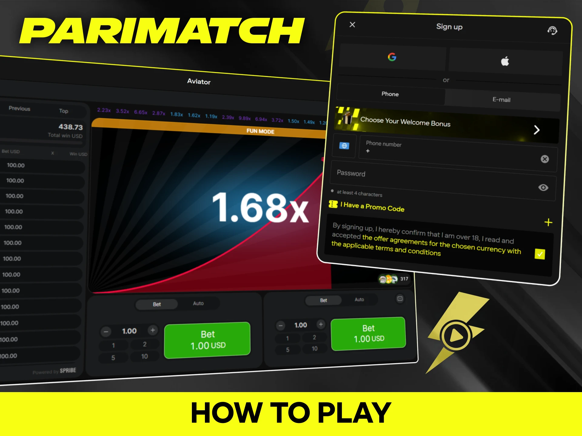 Follow simple steps to play instant casino games on Parimatch.