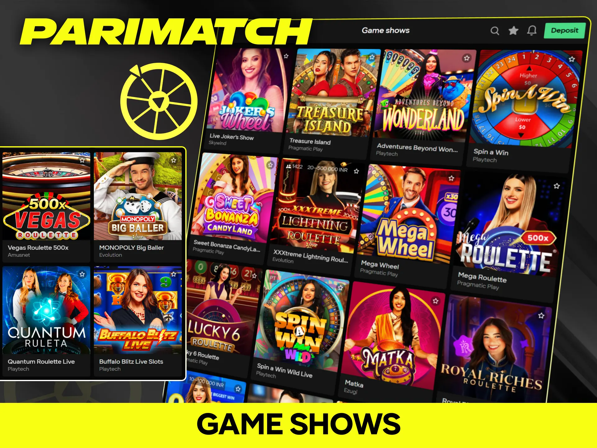 Enjoy interactive live game shows with real hosts on Parimatch.