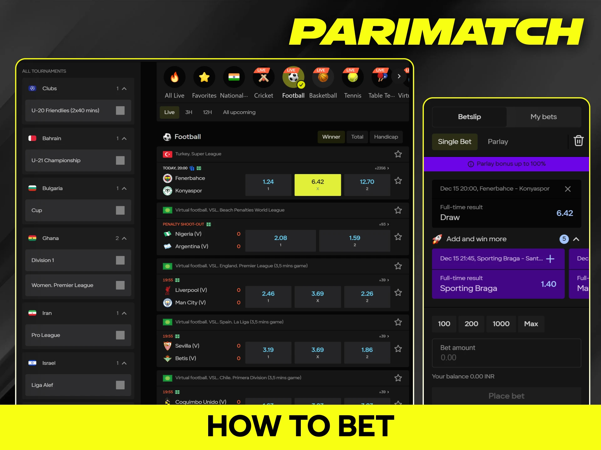 Place your first bet step by step on the official Parimatch platform.