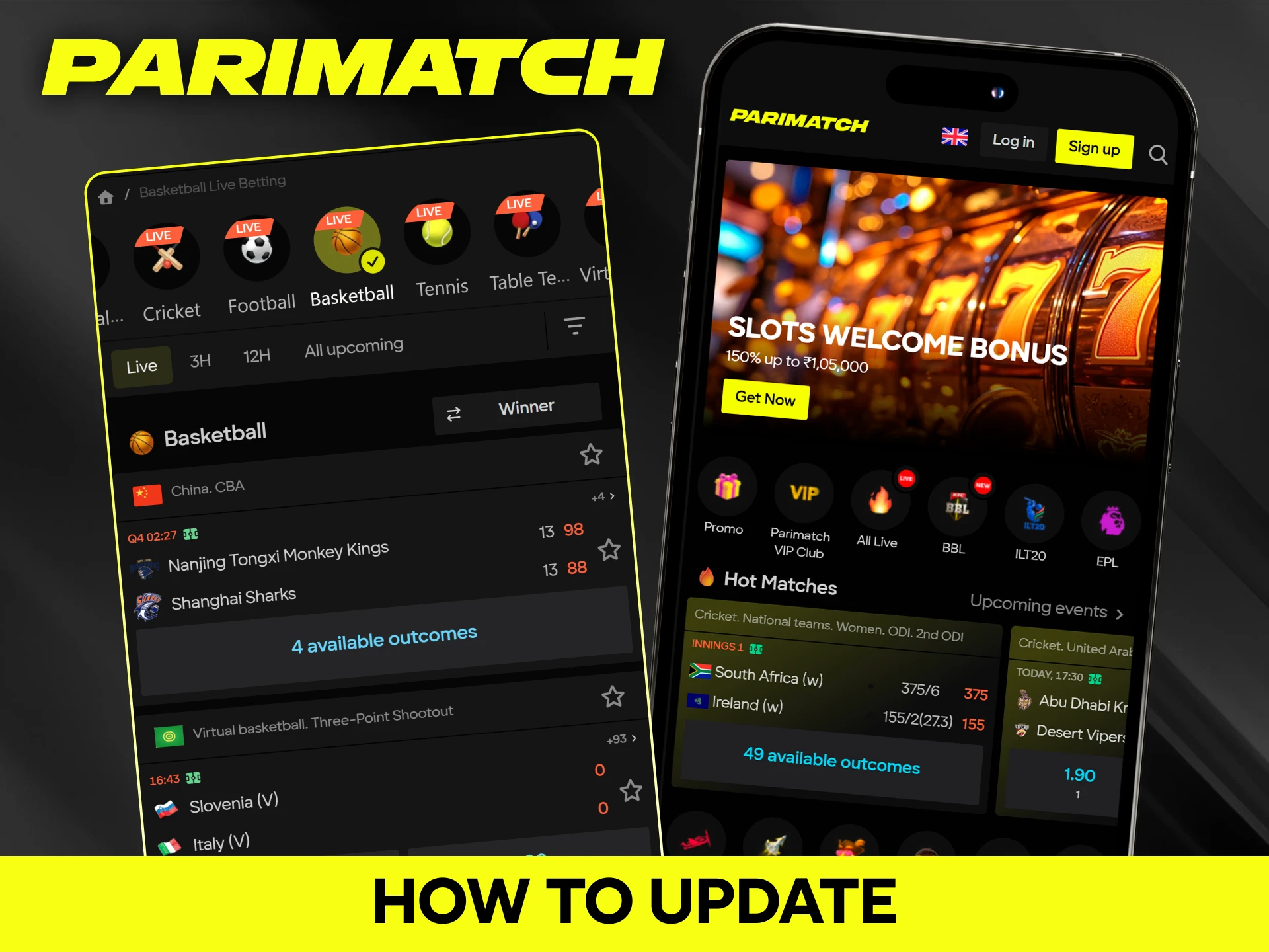 Update the official Parimatch app to access new features safely.