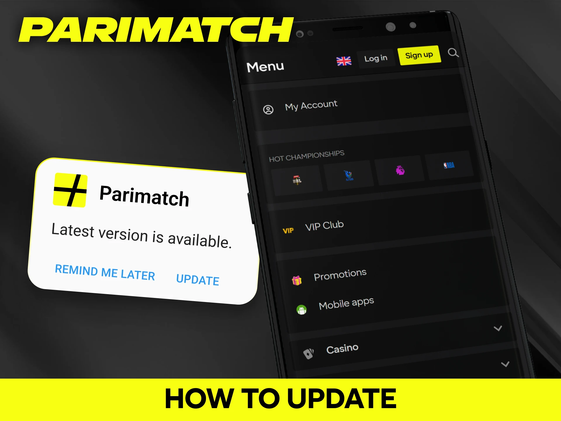 Follow the update process to keep the official Parimatch app running smoothly.