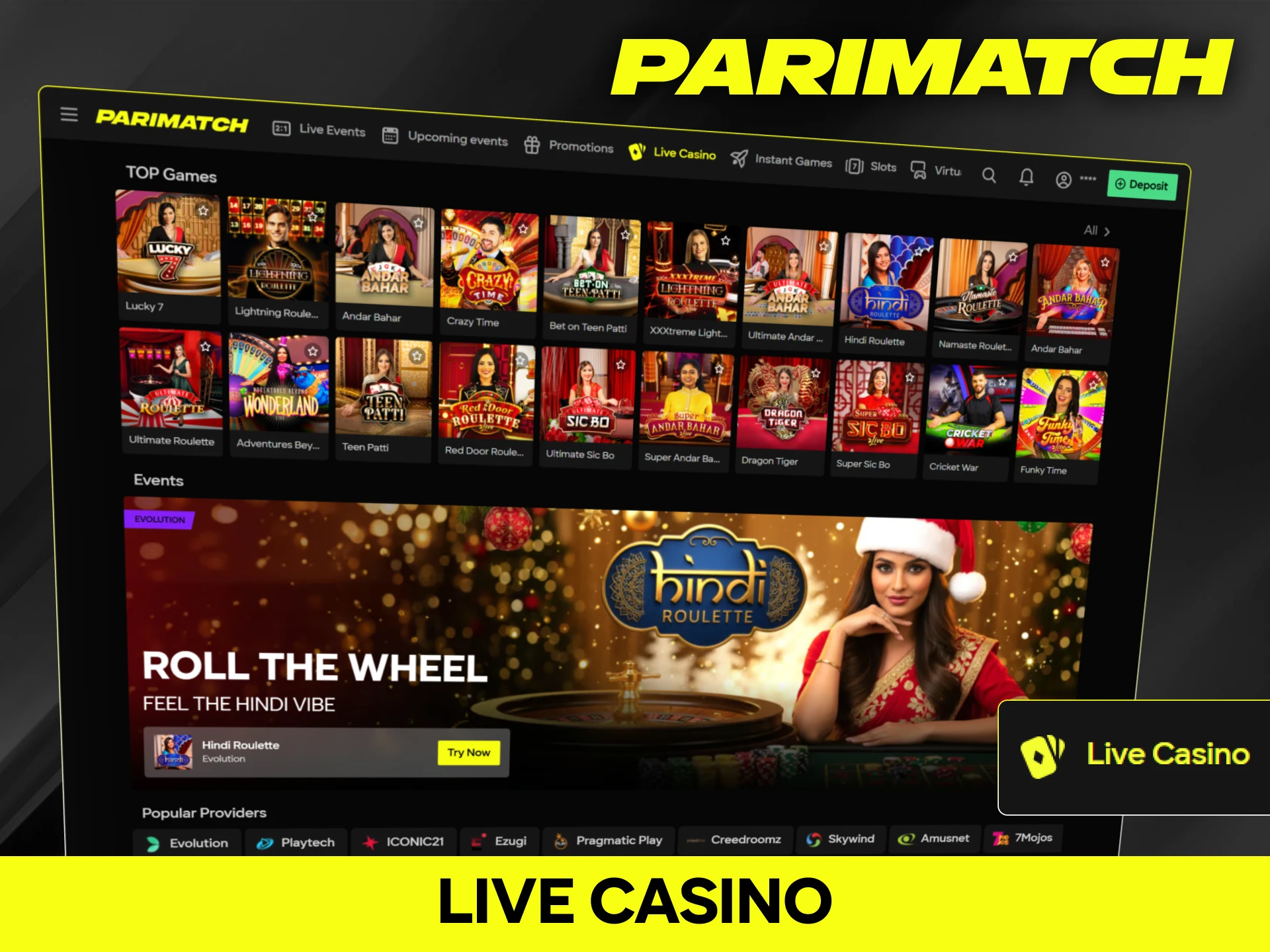 Enjoy live dealer games with real-time action on official Parimatch.