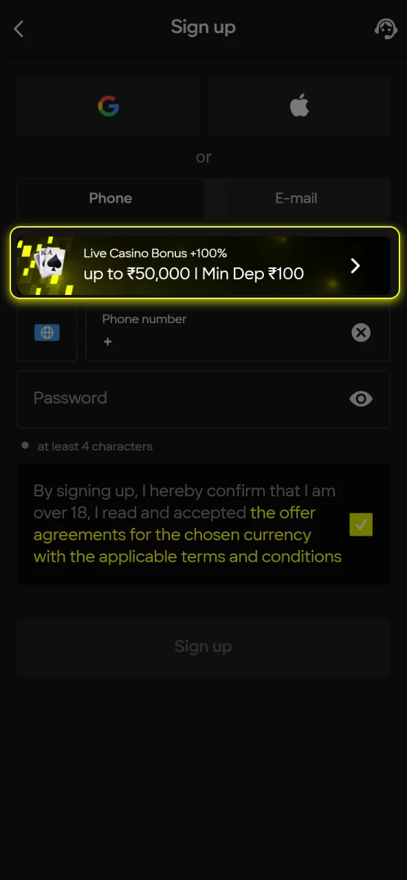 Choose a suitable welcome bonus from the Parimatch promotions page.