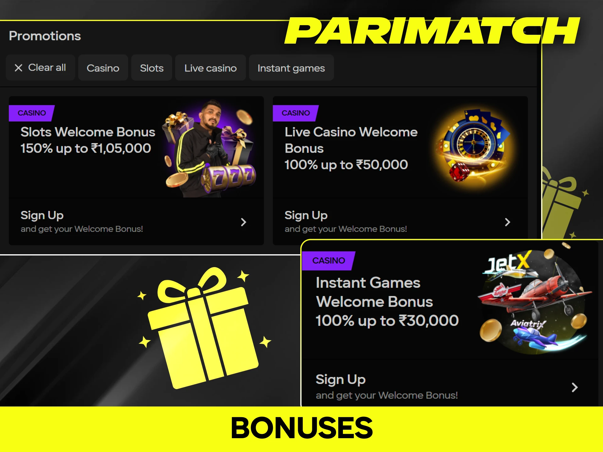 Explore Parimatch bonuses available for slot games on the official platform.